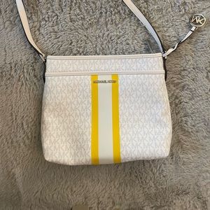 Michael Kors white and yellow monogram purse